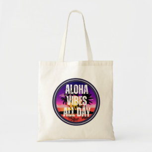 Bolso De Tela Vibraciones Retro Aloha Atardecer Tropical Diseño