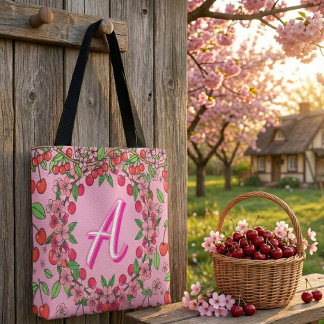 Bolso De Tela Vibraciones rojas de cereza Kawaii Estética linda 