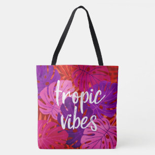 Bolso De Tela Vibraciones Tropicales Hoja Monstera Hawaiana Cáli