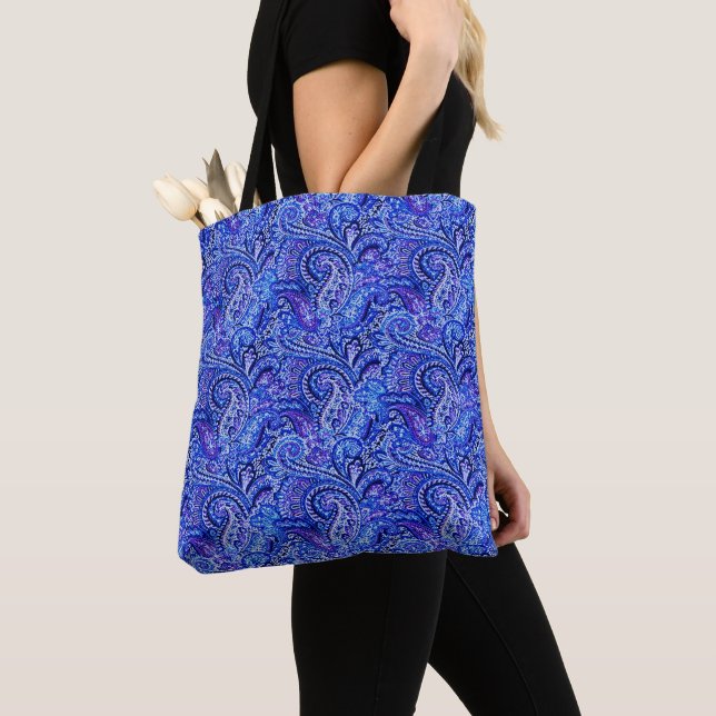 Bolso De Tela Vibrant Blue Paisley (Detalle)