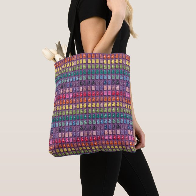 Bolso De Tela Vibrant Candy Pattern | Rainbow Gummy Bear (Detalle)
