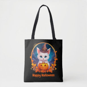 Bolso De Tela Vibrant cute kitten halloween