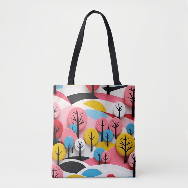 Bolso De Tela Vibrant Geometric Forest (Anverso)