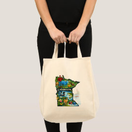 Bolso De Tela Vibrant Minnesota State Map-Paul Bunyan/Northwoods