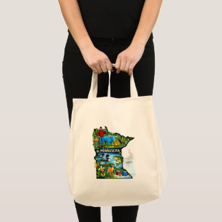 Bolso De Tela Vibrant Minnesota State Map-Paul Bunyan/Northwoods