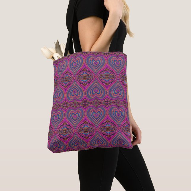 Bolso De Tela Vibrant Psychedelic Pattern | Trippy Magent/Blue (Detalle)