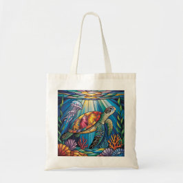 Bolso De Tela Vibrant Stained Glass Sea Turtle Ocean Design