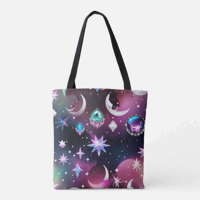 Bolso De Tela Vibrant Tourmaline Opal Celestial Moon Phases (Reverso)