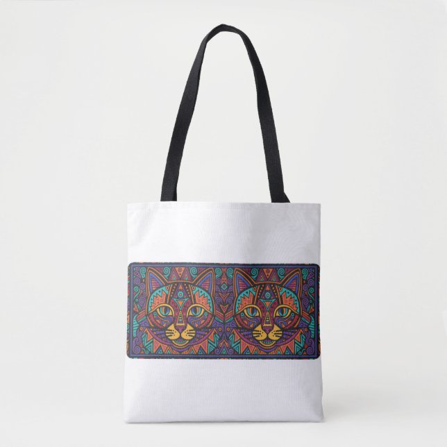 Bolso De Tela Vibrant Tribal Spirit Cats Tote Bag (Anverso)