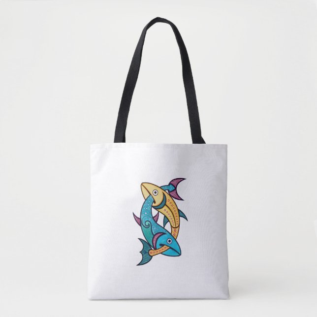 Bolso De Tela Vibrant Twin Fish (Anverso)