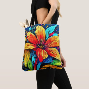 Bolso De Tela Vibrante Abstract Floral Burst