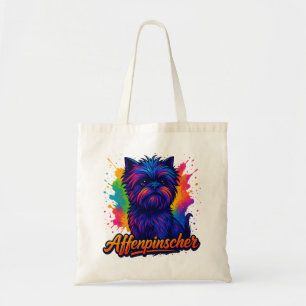 Bolso De Tela Vibrante Affenpinscher Pop Art Retrato - Colorido