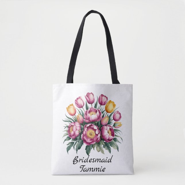Bolso De Tela Vibrante Armonía Floral Bridesmaid Favor (Anverso)
