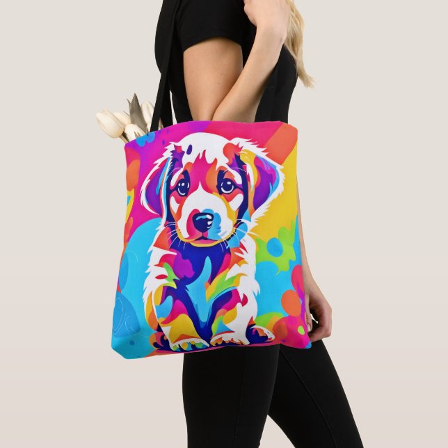 Bolso De Tela Vibrante Arte De Cachorro (Detalle)