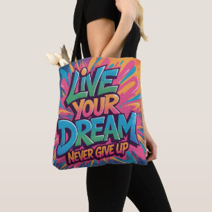 Bolso De Tela Vibrante Arte de Grafiti "Vive tu Sueño" en Muro