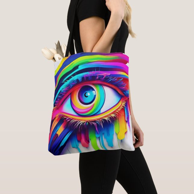 Bolso De Tela Vibrante arte de los ojos arcoiris (Detalle)