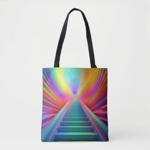 Bolso De Tela Vibrante arte en escalera de arcoiris