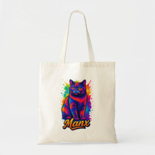 Bolso De Tela Vibrante arte pop de gato de Manx - Colorida calle