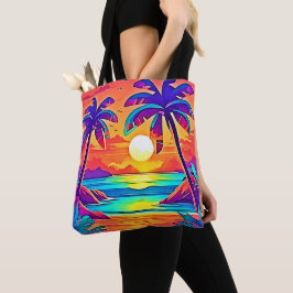 Bolso De Tela Vibrante arte tropical del atardecer