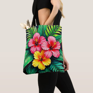 Bolso De Tela Vibrante arte tropical hibiscus