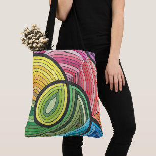 Bolso De Tela Vibrante barrido arco iris con líneas estratificad