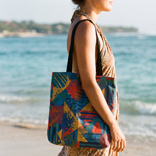 Bolso De Tela Vibrante Bauhaus Geométrico Tropical de Impresión 