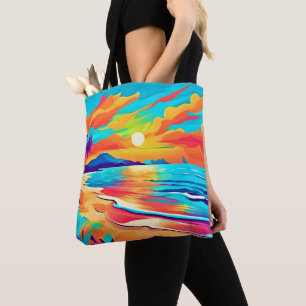 Bolso De Tela Vibrante Beach Sunset Art
