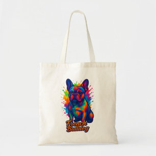 Bolso De Tela Vibrante Bulldog francés Pop Art Ilustracion