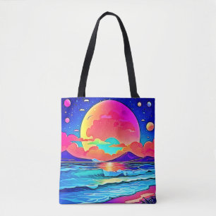 Bolso De Tela Vibrante capa marina de atardecer