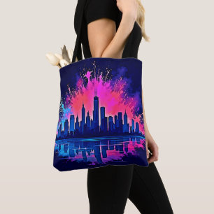 Bolso De Tela Vibrante Cityscape Splash Art