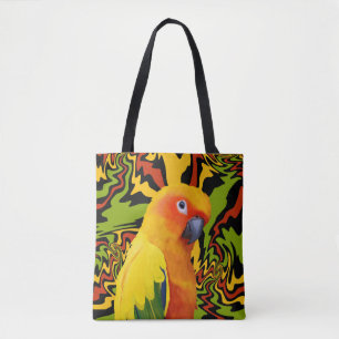 Bolso De Tela Vibrante colorido Sun Conure Parrot