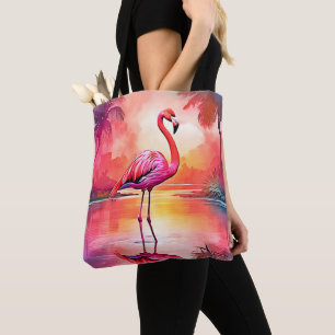Bolso De Tela Vibrante diseño de brillo Flamingo Tropical
