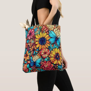 Bolso De Tela Vibrante explosión de Doodle Floral