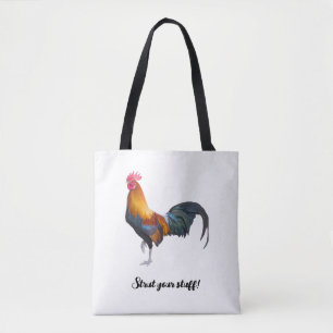 Bolso De Tela ¡Vibrante gallo de colores que dice lo mejor de tu