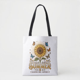 Bolso De Tela Vibrante girasol estival floreciendo con mariposas