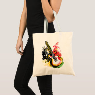 Bolso De Tela Vibrante Groove Retro: Salpicadura de Guitarra Elé
