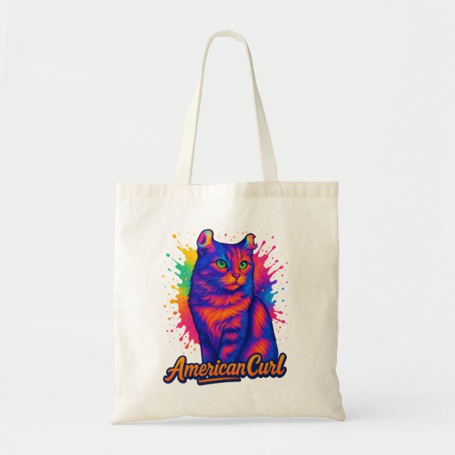Bolso De Tela Vibrante Ilustracion de arte pop de gato americano (Frente)