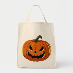 Bolso De Tela Vibrante ilustracion de calabaza de Halloween