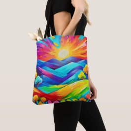 Bolso De Tela Vibrante impresión de arte de la montaña Sunset