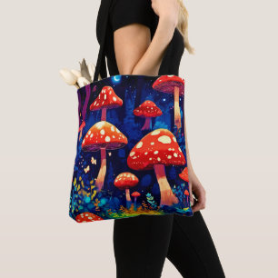 Bolso De Tela Vibrante Magic Mushroom Forest Art