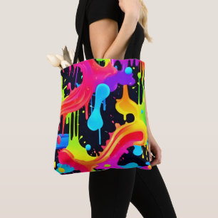 Bolso De Tela Vibrante Neon Color Splash Art