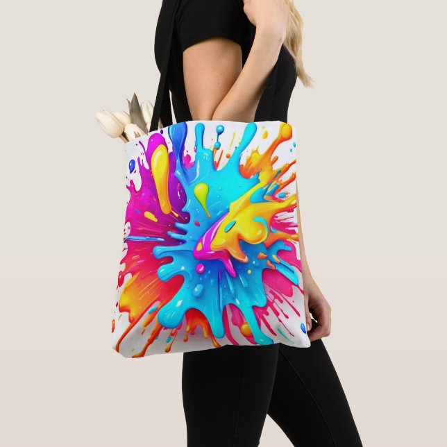 Bolso De Tela Vibrante Neon Paint Splash Art (Detalle)