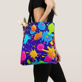 Bolso De Tela Vibrante Neon Paint Splatt Art