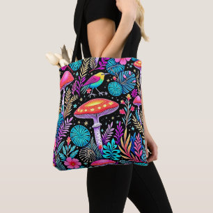 Bolso De Tela Vibrante obra de arte de hongos forestales encanta