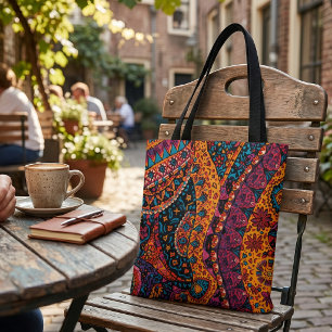 Bolso De Tela Vibrante Paisley Bohemio