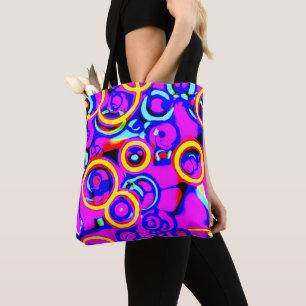 Bolso De Tela Vibrante patrón de neón colorido