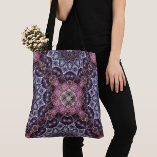Bolso De Tela Vibrante patrón web mandala rosa y púrpura