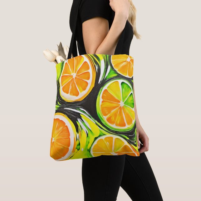 Bolso De Tela Vibrante pintura de cítricos (Detalle)