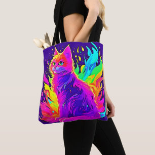 Bolso De Tela Vibrante pintura de gato atrapado en llamas