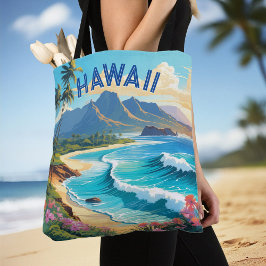 Bolso De Tela Vibrante pintura del paraíso tropical de Hawaii Be